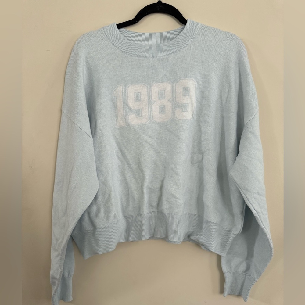 1989 (Taylor’s Version) Swift Inspired Baby Blue Knit crop Sweater XL NWT